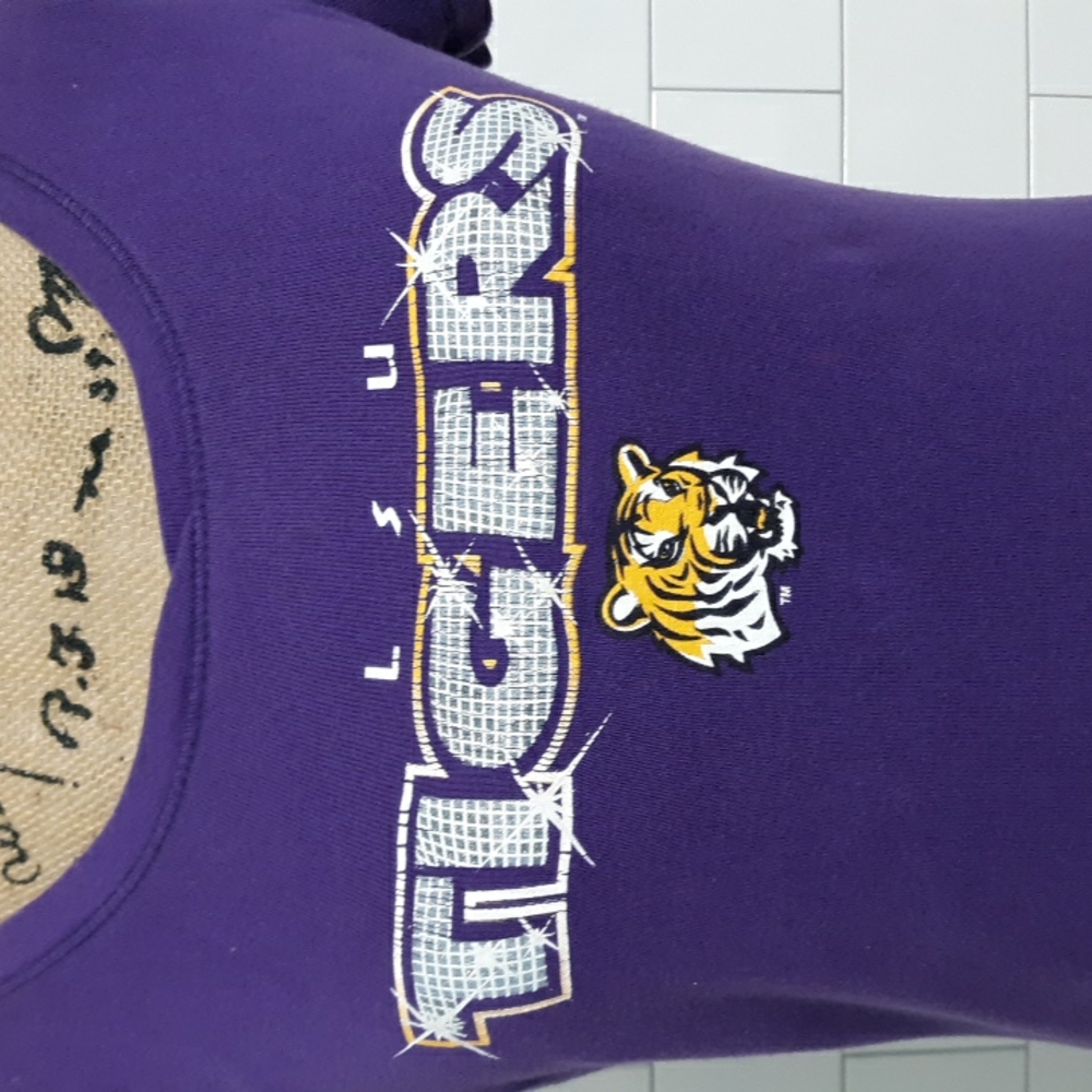 LSU Tigers M purple v-neck fitted graphic t-shirt